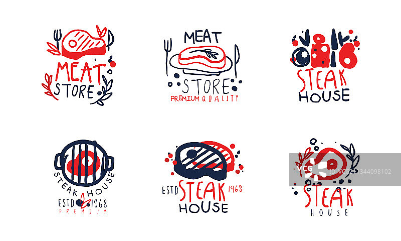 牛排店优质标志设计套装图片素材