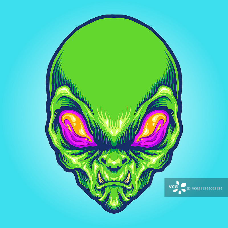 愤怒的绿色外星人头像图片素材