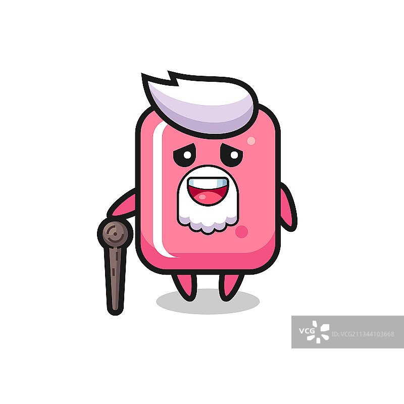 可爱的泡泡糖老爷爷拄着拐杖图片素材