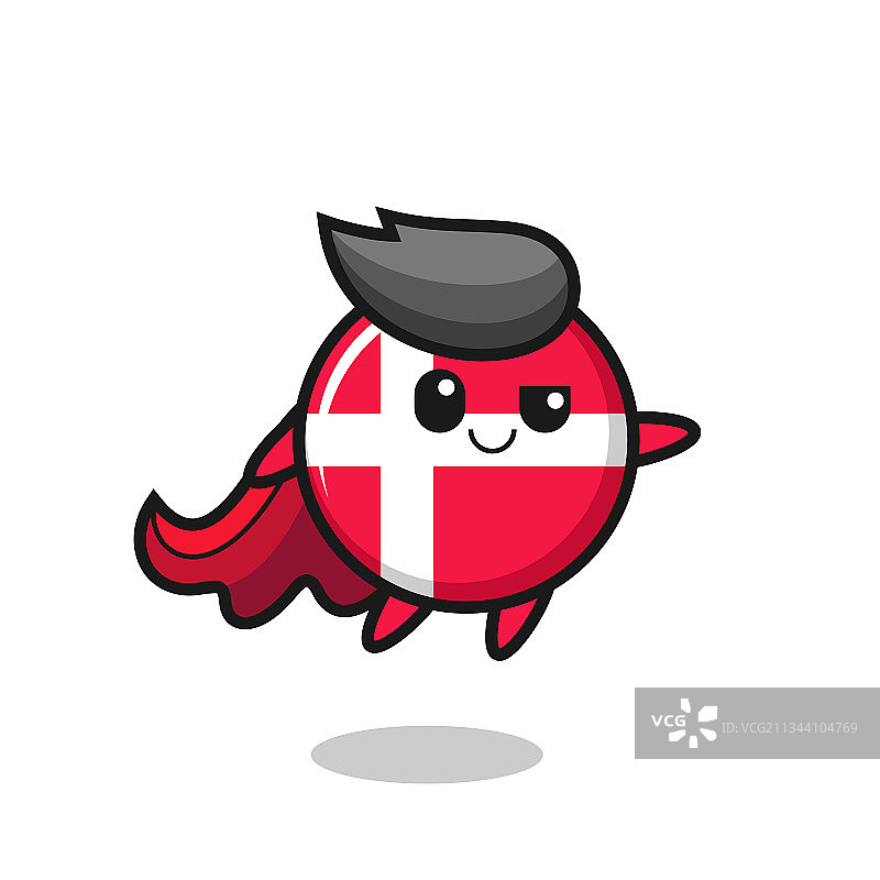 可爱的丹麦国旗徽章超级英雄形象图片素材