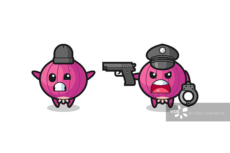 举手投降的洋葱劫匪被警察抓获图片素材