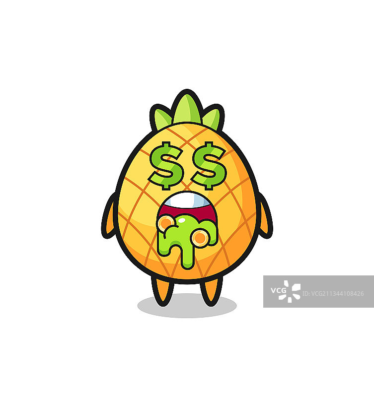疯狂表情的卡通菠萝图片素材