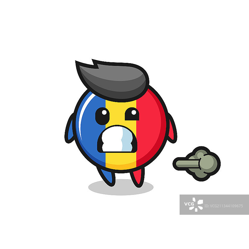 放屁的罗马尼亚旗帜卡通形象图片素材