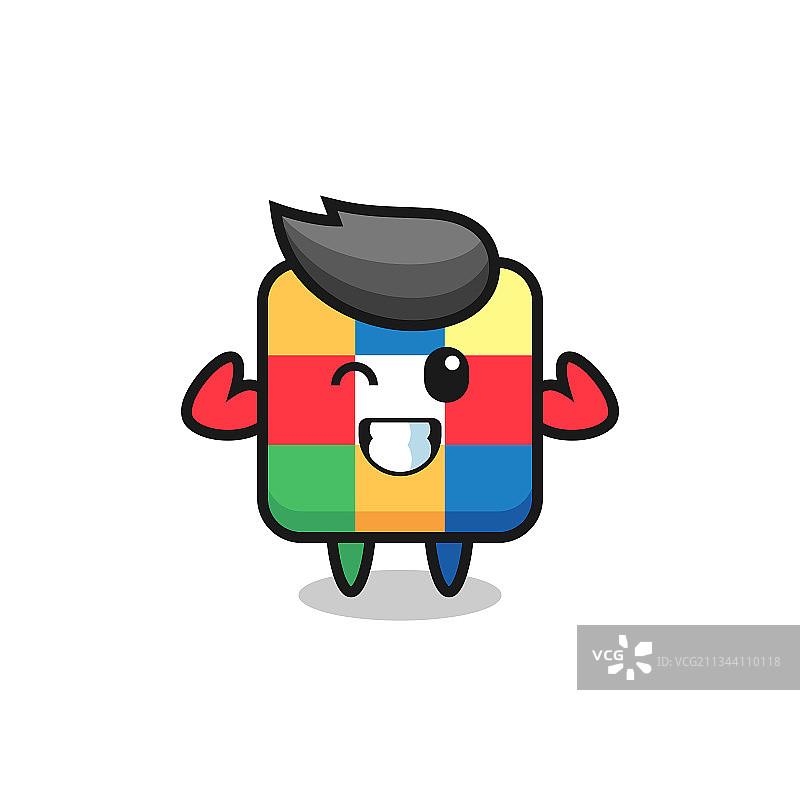 展示肌肉的魔方人图片素材