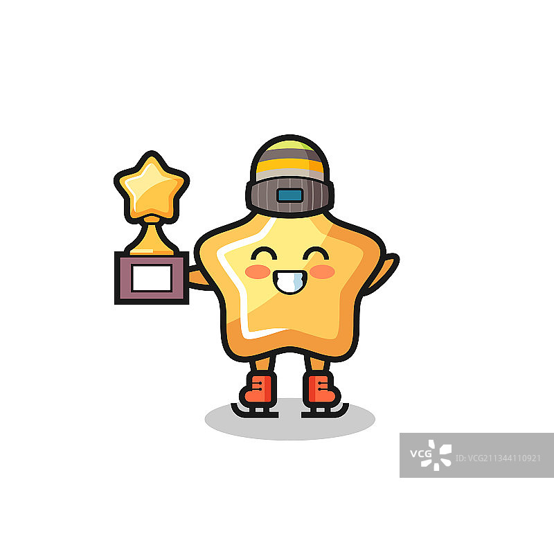 卡通明星冰上溜冰选手赢得比赛图片素材