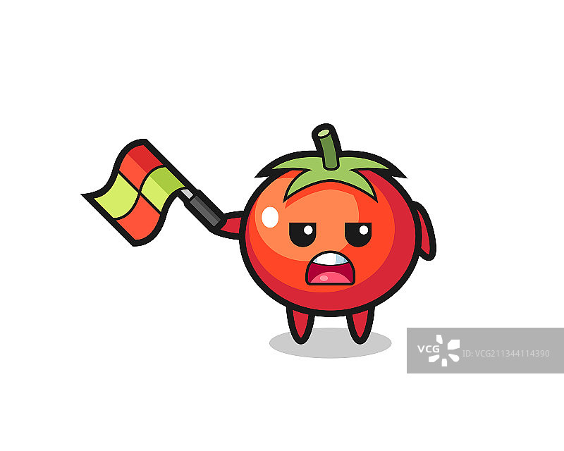 番茄卡通作为线裁判举旗图片素材