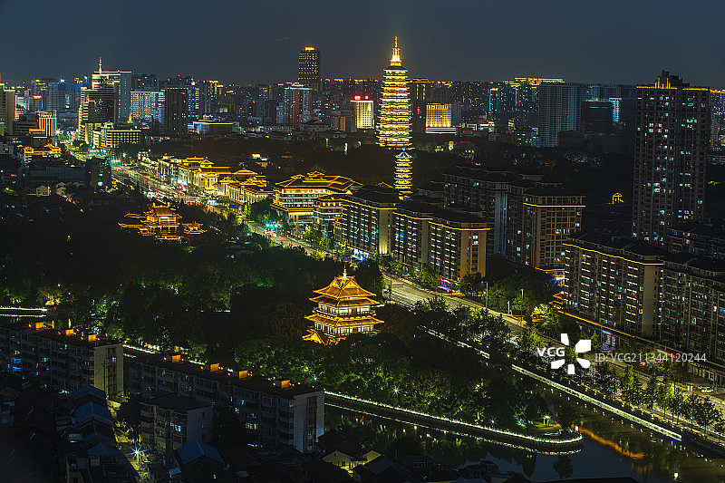 古运河边上夜景图片素材