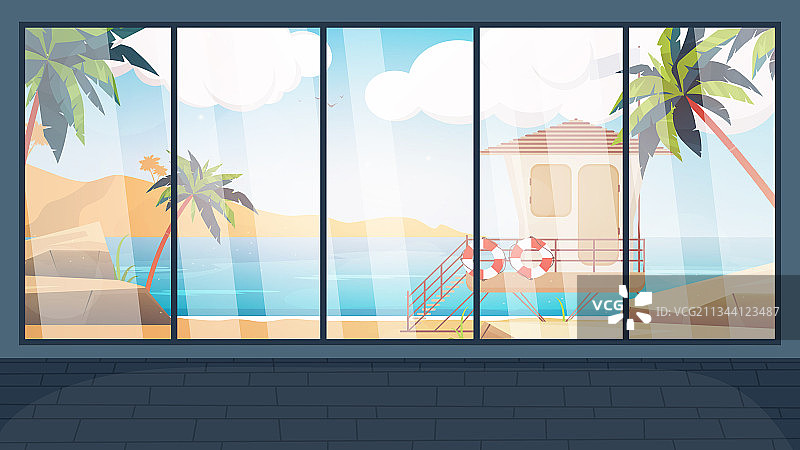 带有大型全景窗的房间图片素材