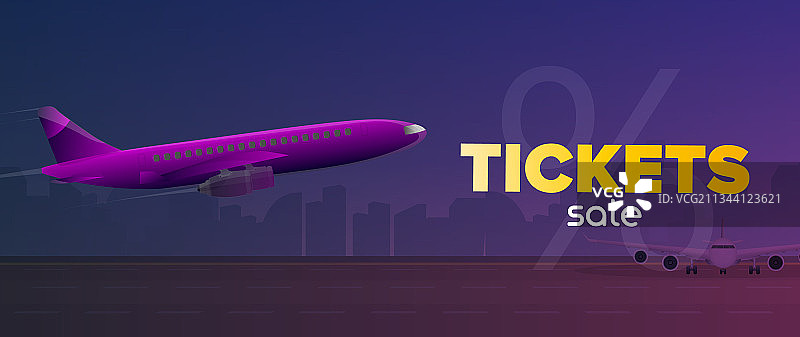 机票促销banner，飞机起飞图片素材