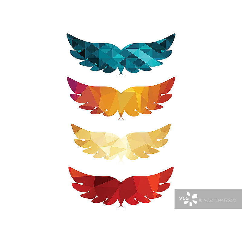 彩色优雅天使翅膀标志图片素材