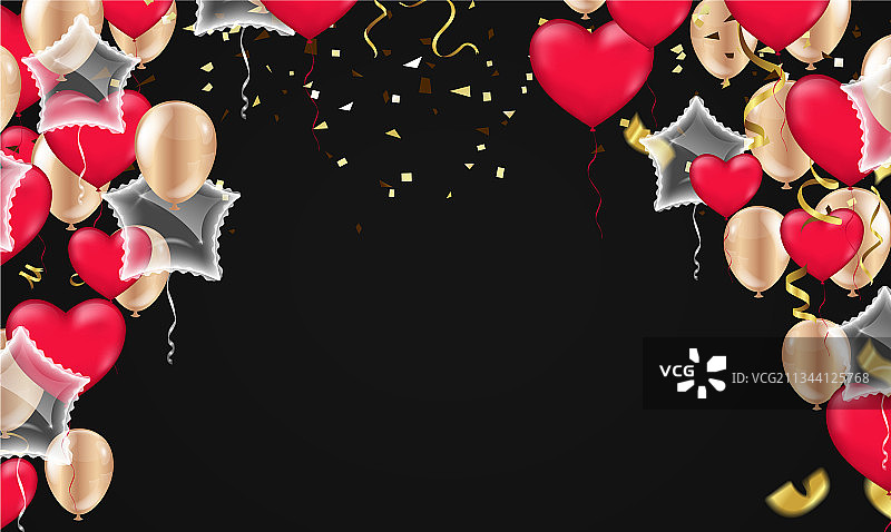 彩色纸屑和气球格子背景图片素材