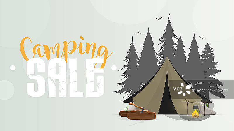 绿色森林帐篷露营促销banner图片素材