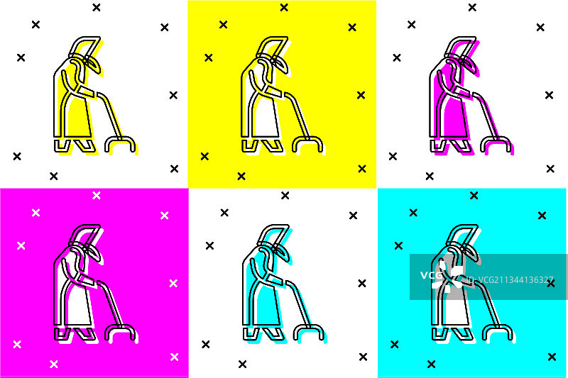 彩色背景上的祖母图标图片素材