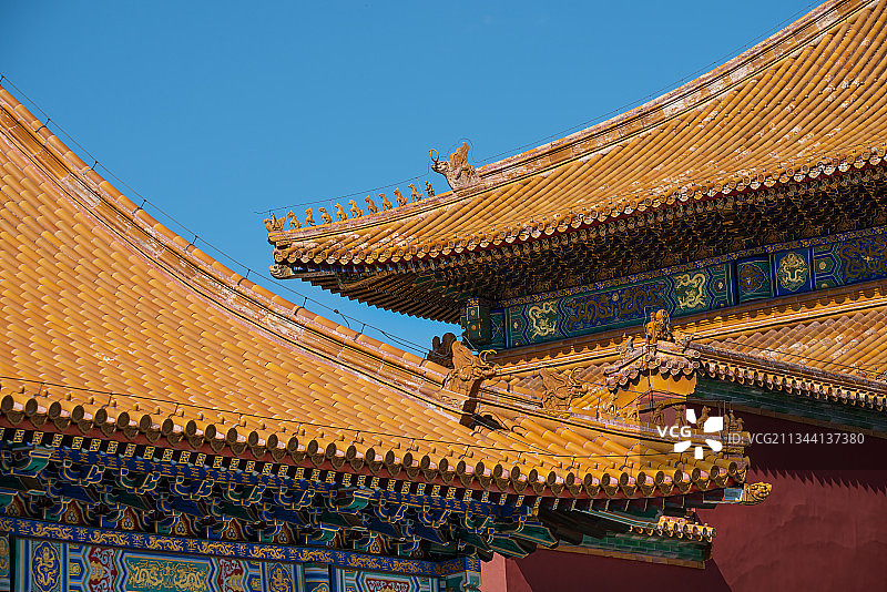 故宫金碧辉煌宫殿屋顶图片素材