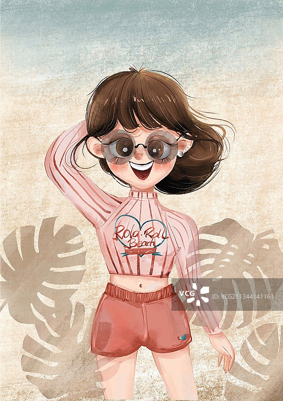 沙滩少女图片素材
