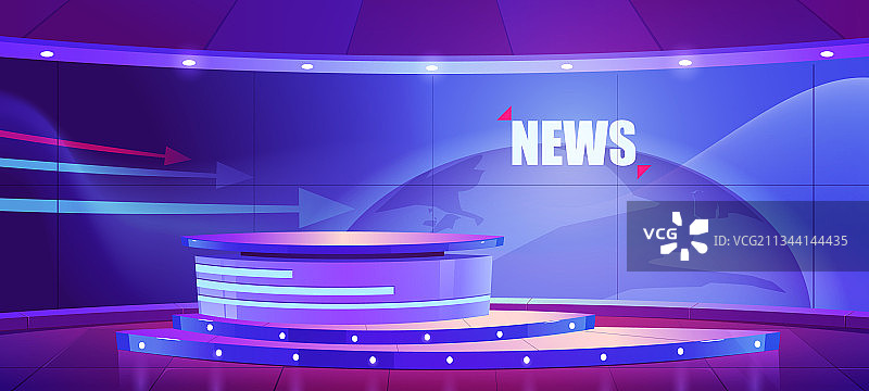 电视新闻演播室，电视广播间内景图片素材