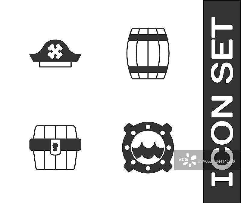 海景船舷舷窗和海盗帽图片素材