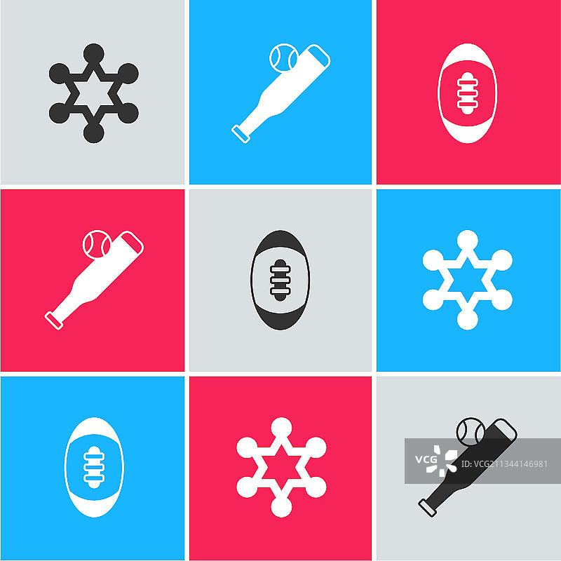 六芒星警长棒球棍与球套装图片素材