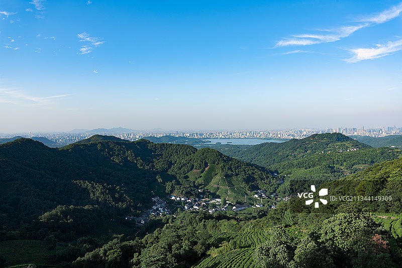 浙江省 杭州 西湖 钱塘江 龙井茶园图片素材