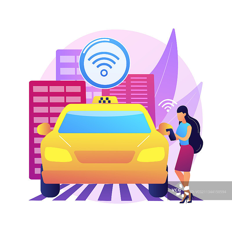 自动驾驶出租车抽象概念设计图片素材