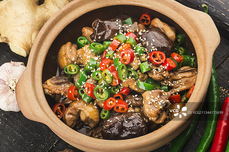 煲仔鸡肉图片素材