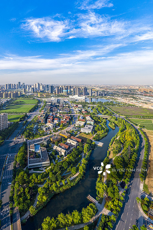 杭州临平艺尚小镇航拍全景图片素材