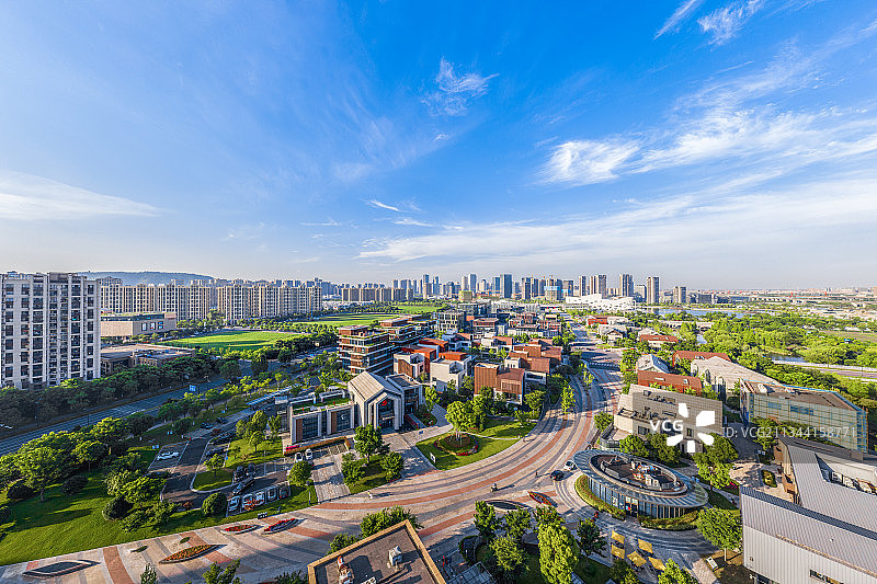 杭州临平艺尚小镇航拍全景图片素材