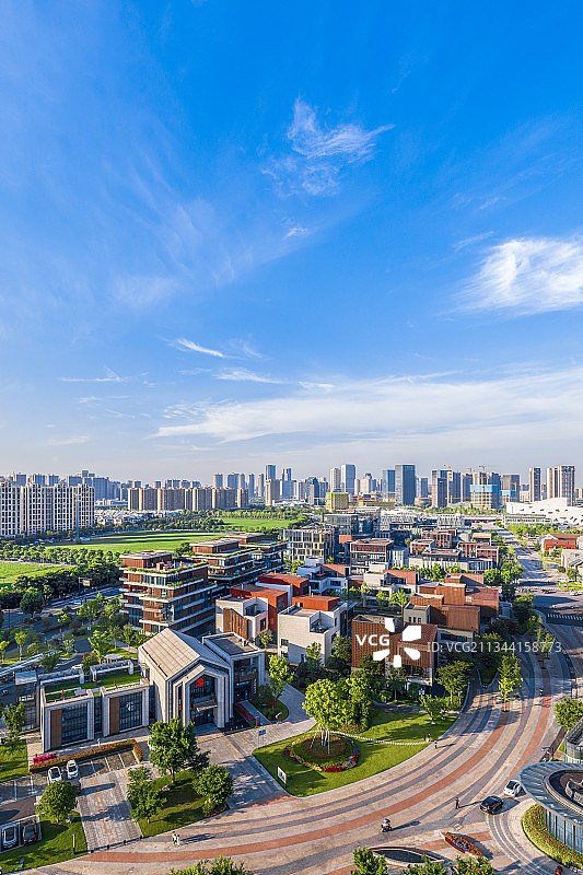 杭州临平艺尚小镇航拍全景图片素材