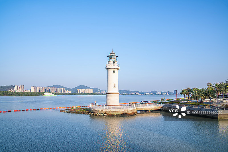 广州南沙明珠湾灵山岛尖新渔人码头灯塔图片素材
