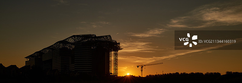 科创走廊日出图片素材
