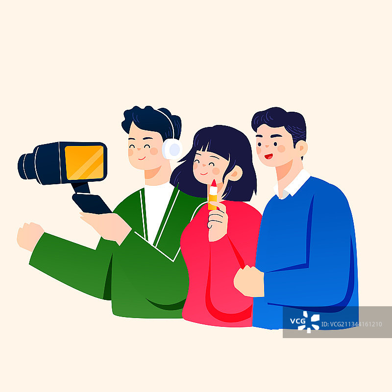 卡通网红直播带货电商网购圣诞节购物节学生双十一双十二矢量插画图片素材