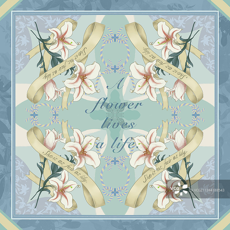 百合花莫兰迪色系的图案设计图片素材