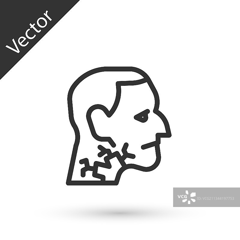 灰色线条喉癌图标图片素材
