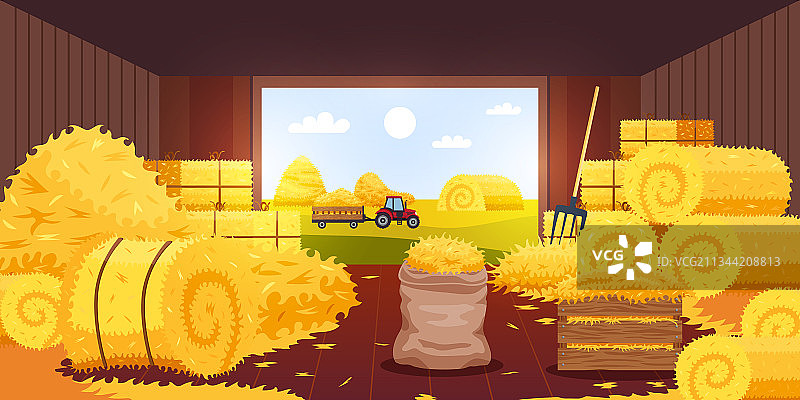 干草堆谷仓场景图片素材