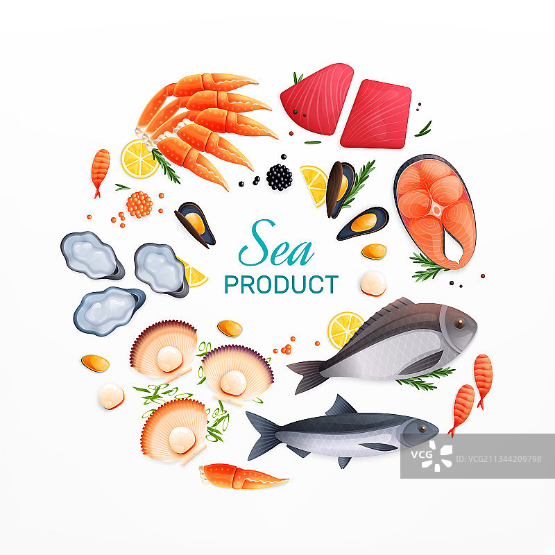 海鲜圆形组合图片素材