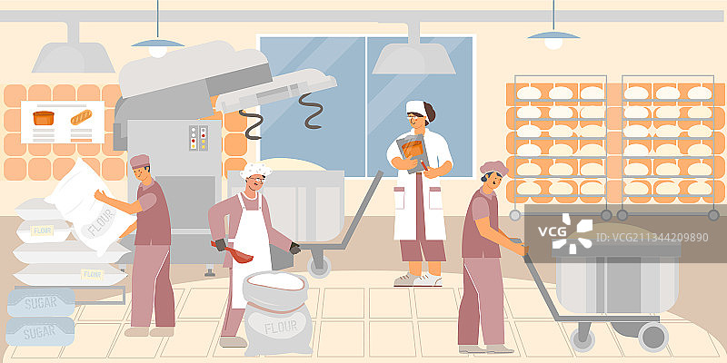 面团烘焙工厂扁平风格图片素材