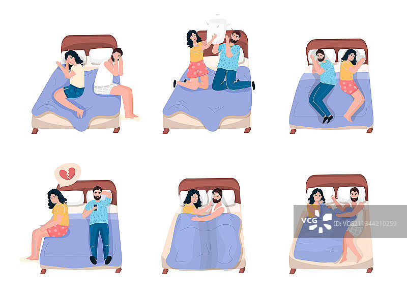 已婚夫妇在床上争吵图片素材