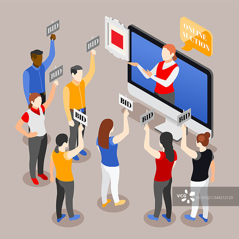 电子拍卖竞标者组合图片素材