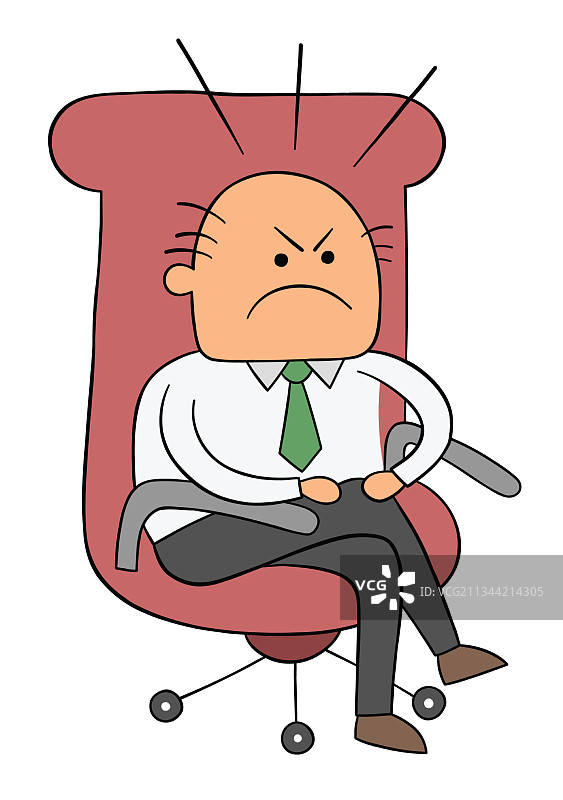 卡通人物坐在老板椅上，双腿交叉图片素材
