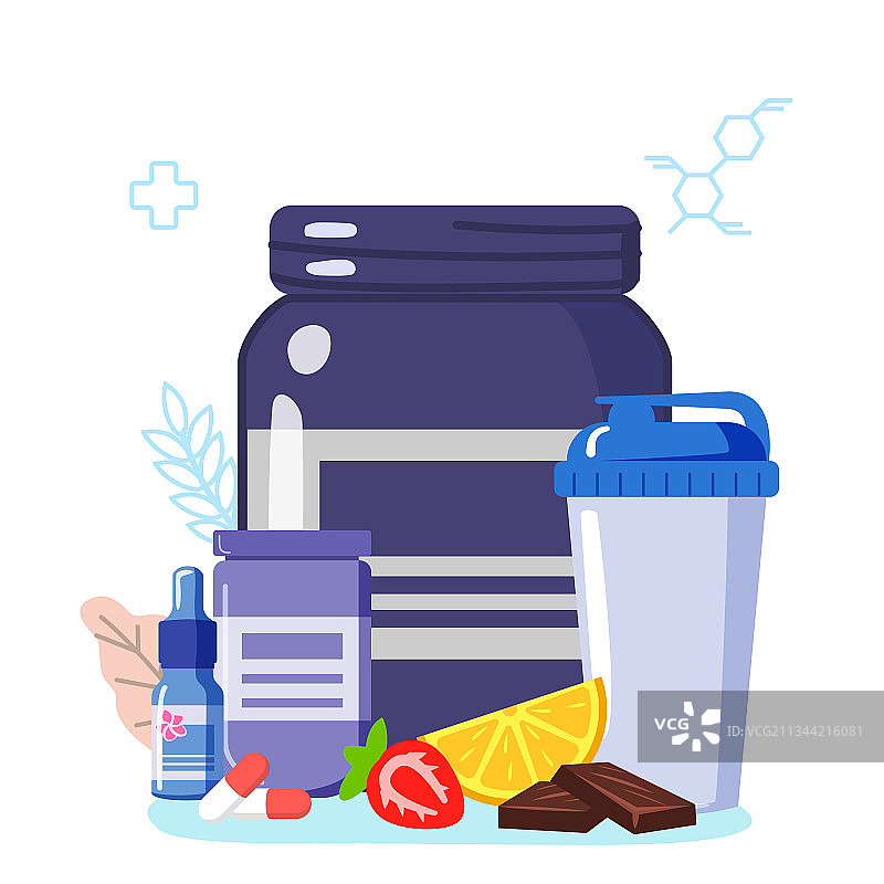 健身乳清蛋白运动维生素补充剂图片素材