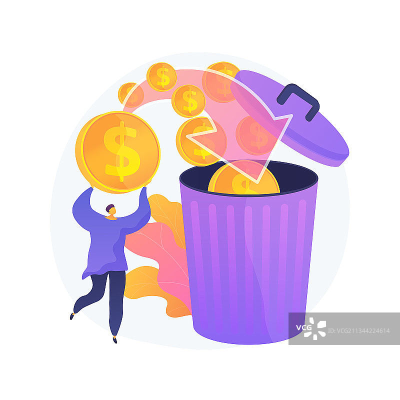 浪费金钱概念隐喻图片素材