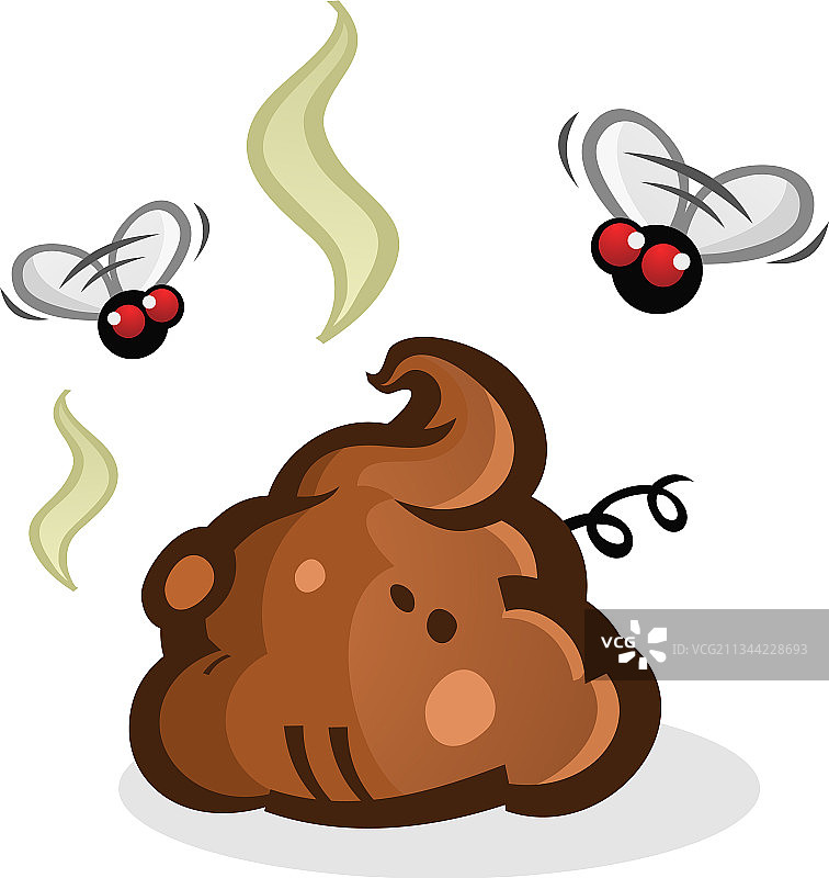 带苍蝇的臭便便堆（卡通）图片素材