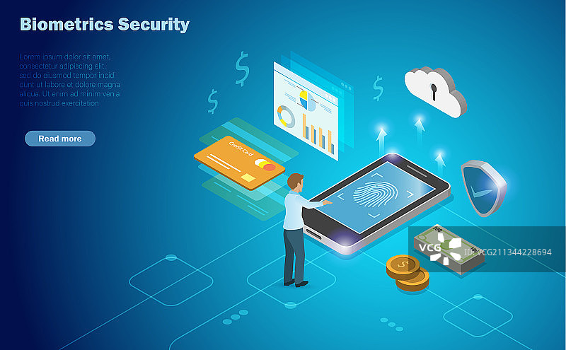 生物识别安全 мужчина 使用指纹扫描图片素材