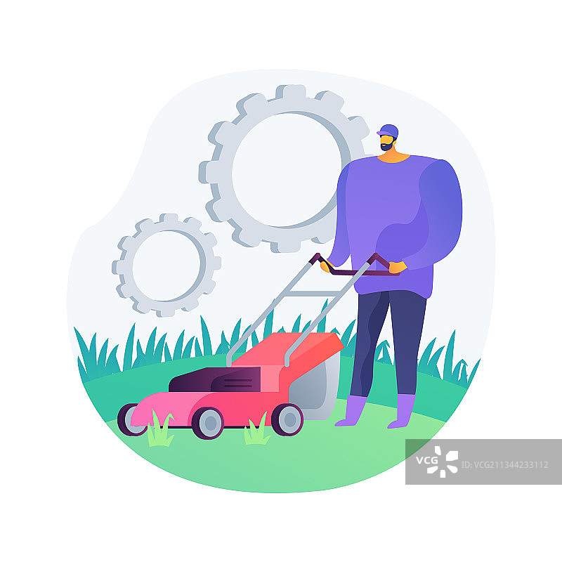 草坪修剪服务概念图片素材