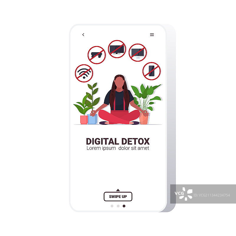 女人呈莲花坐姿，手持红色小工具图片素材