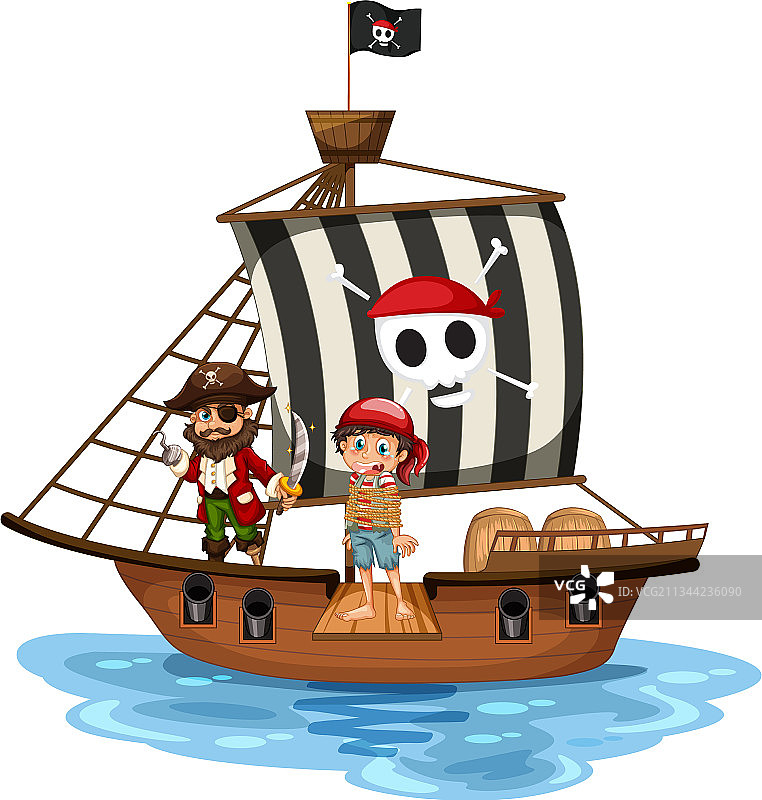 卡通男孩海盗主题设计图片素材