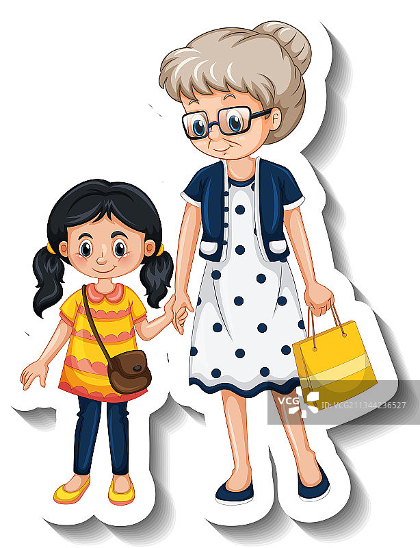 贴纸模板：一位奶奶图片素材