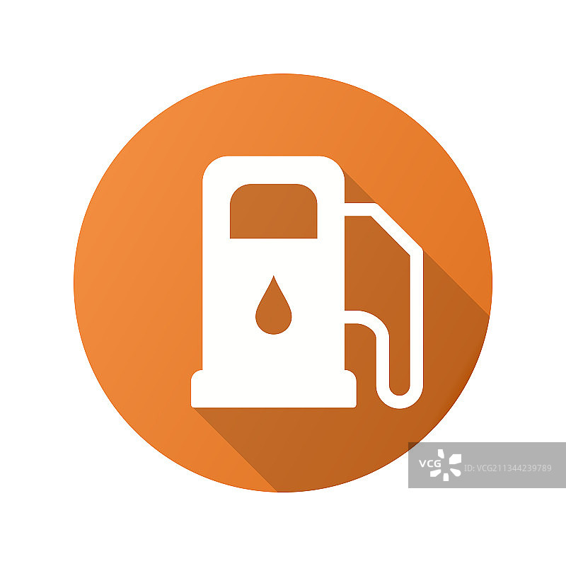 加油站图标长阴影，用于图形图片素材