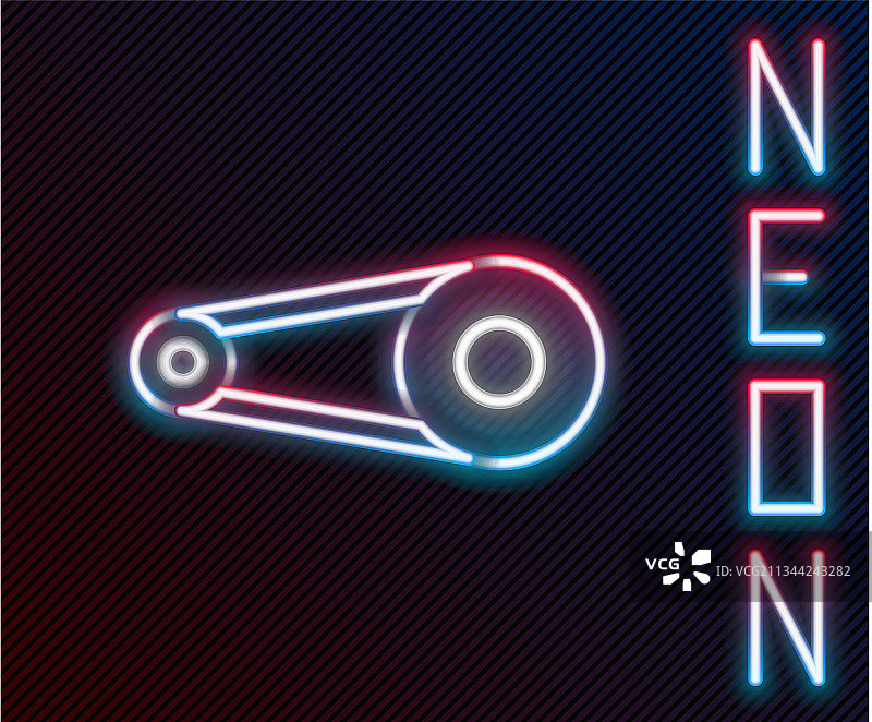 发光霓虹线条自行车链条与齿轮图片素材