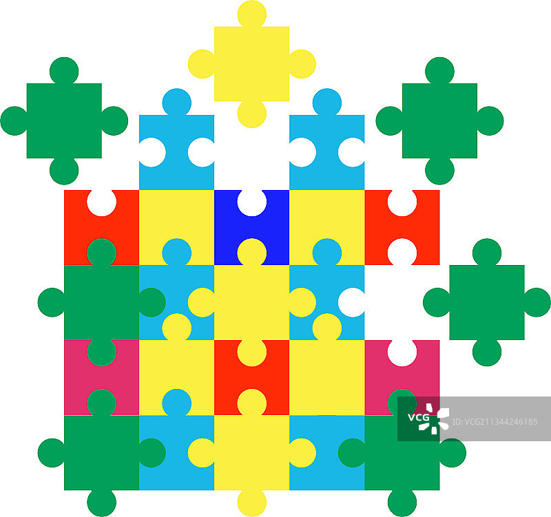 自闭症拼图图标设计模板图片素材